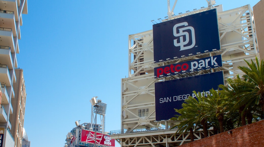 Petco Park which includes signage