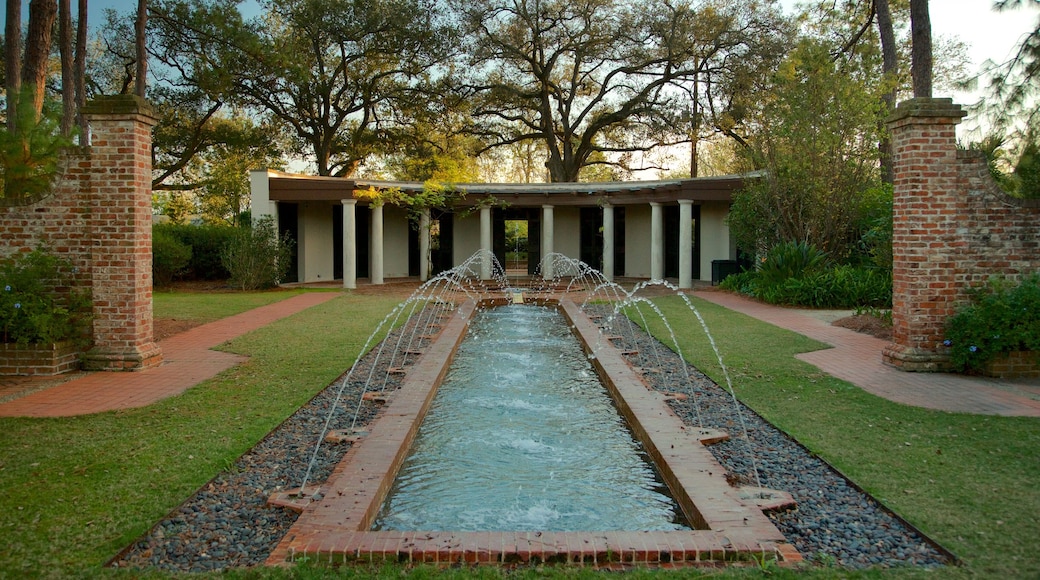 Longue Vue House and Gardens mostrando um jardim e uma fonte