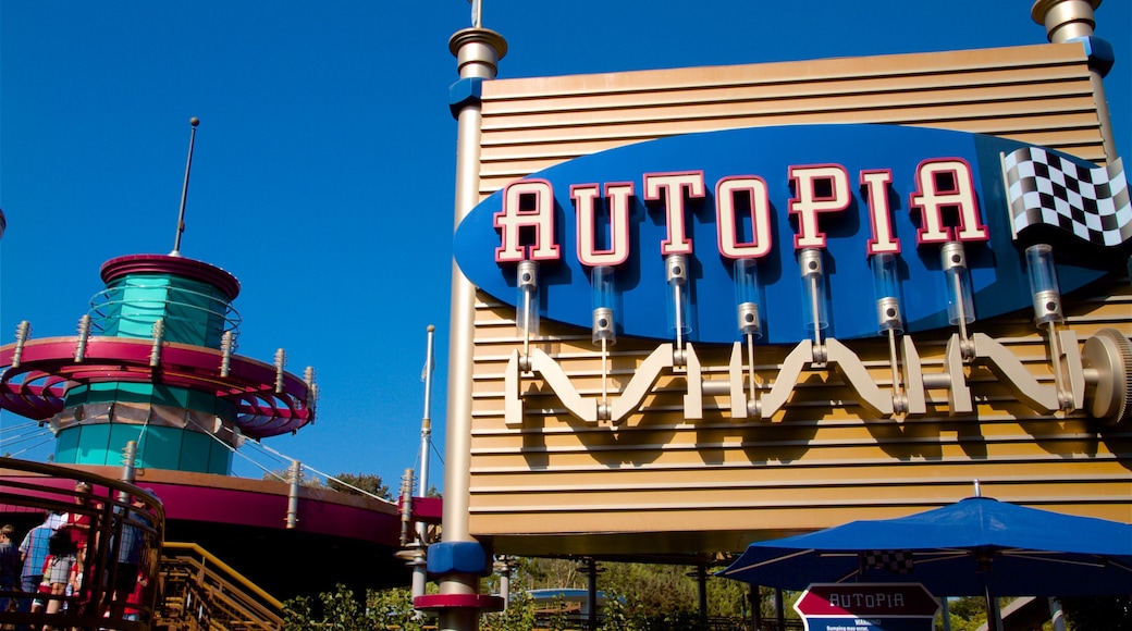 Disneyland® Park showing signage and rides