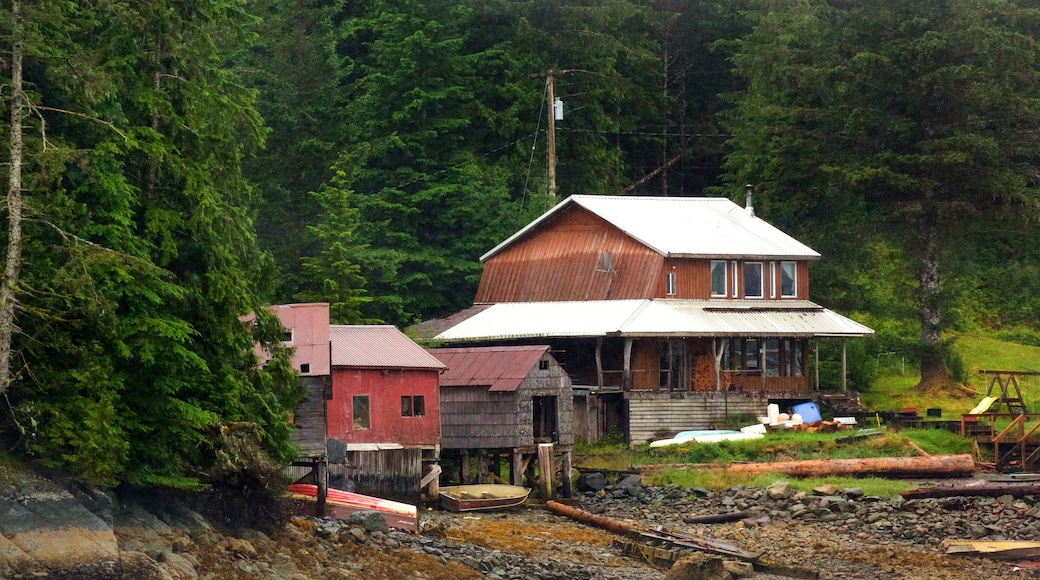 Alaska toont een klein stadje of dorpje