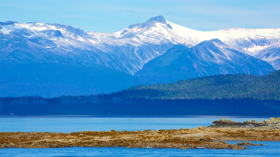 Juneau which includes mountains, a bay or harbor and landscape views
