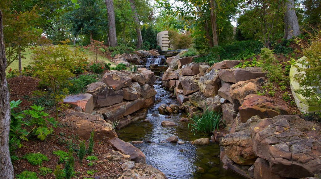 Dallas Arboretum and Botanical Garden which includes a pond, a garden and landscape views