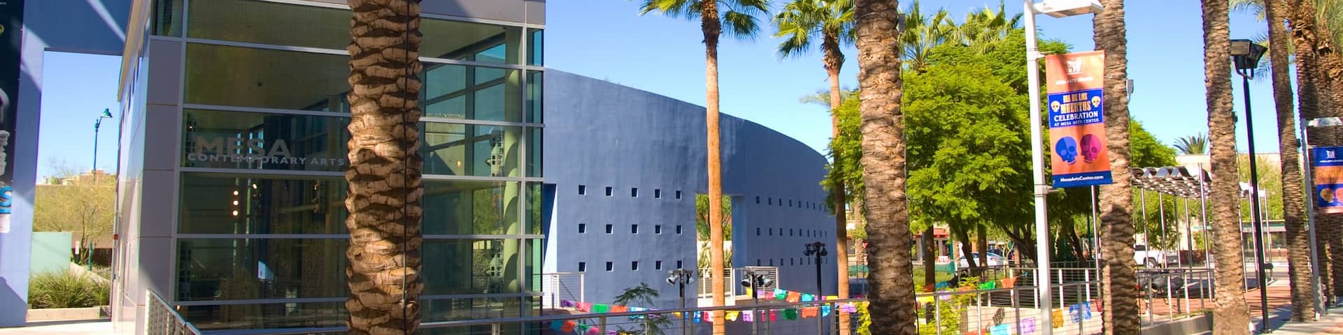 Mesa Arts Center showing tropical scenes and art