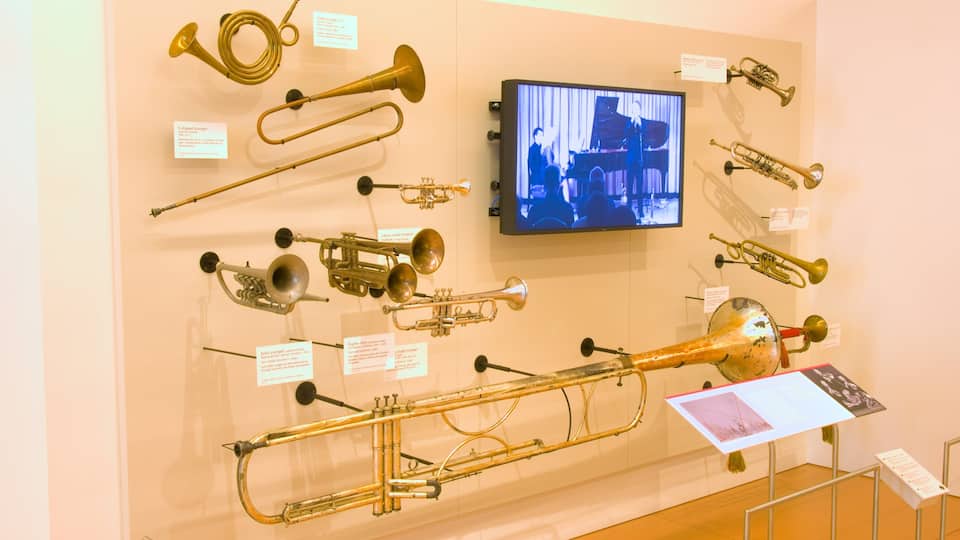 Musical Instrument Museum showcases various brass instruments and historical performances in Phoenix, Arizona
