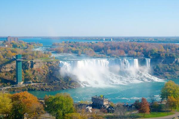 Niagara SkyWheel which includes landscape views, a river or creek and a waterfall