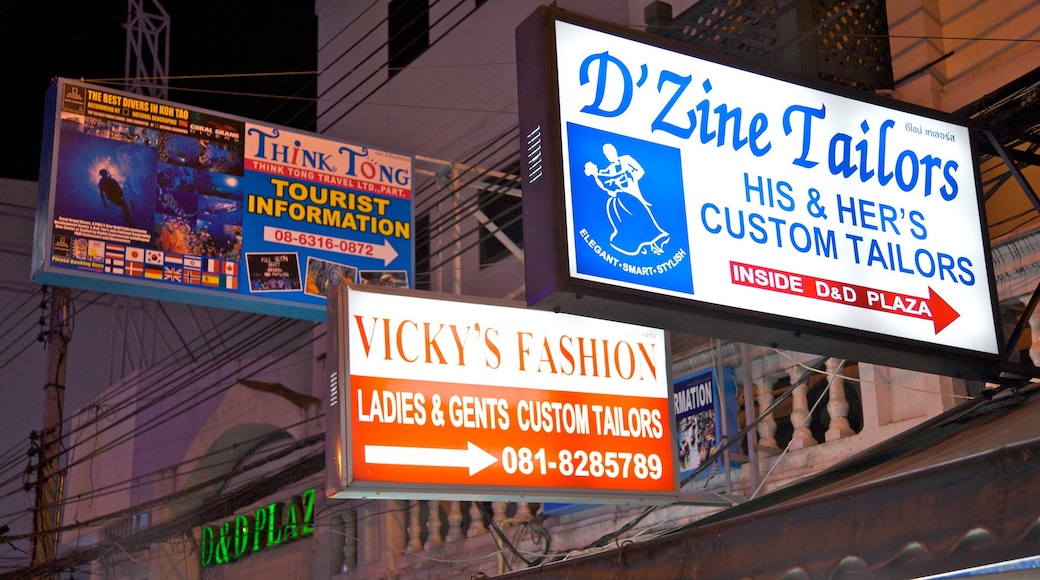 Khao San Road showing cbd, signage and night scenes