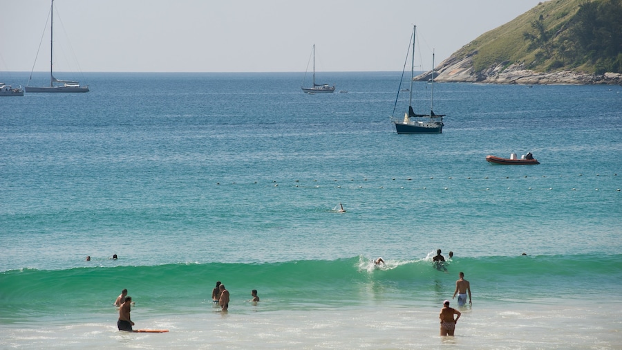 Nai Harn Beach featuring waves, general coastal views and a sandy beach