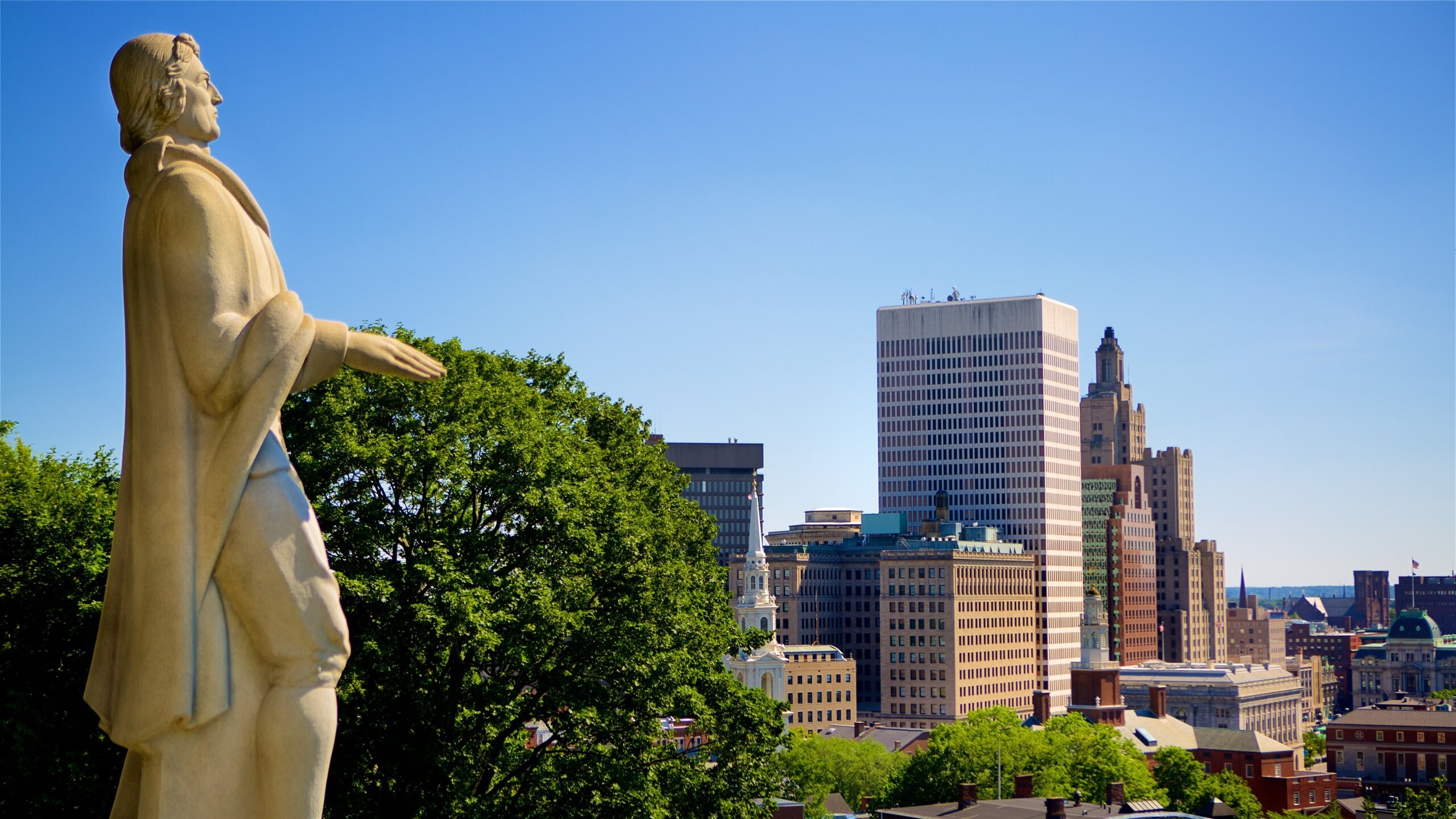 Providence featuring a city, a statue or sculpture and a high rise building