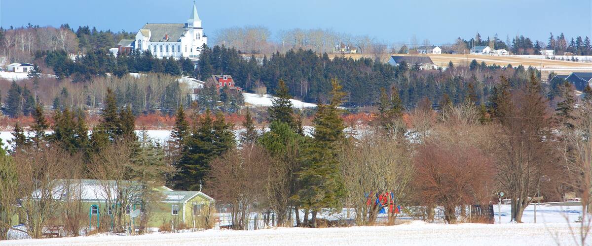 Prince Edward Island showing landscape views and a small town or village