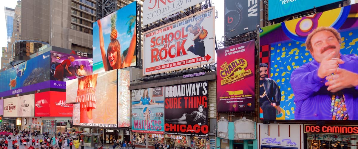 Times Square featuring signage, a city and cbd