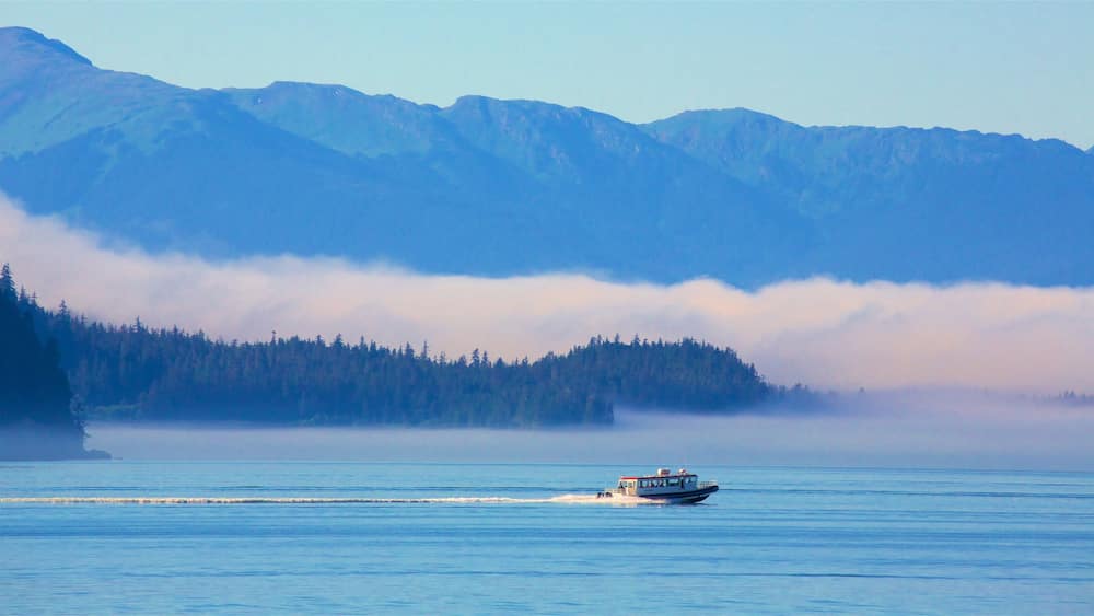 Alaska featuring a river or creek, boating and mountains