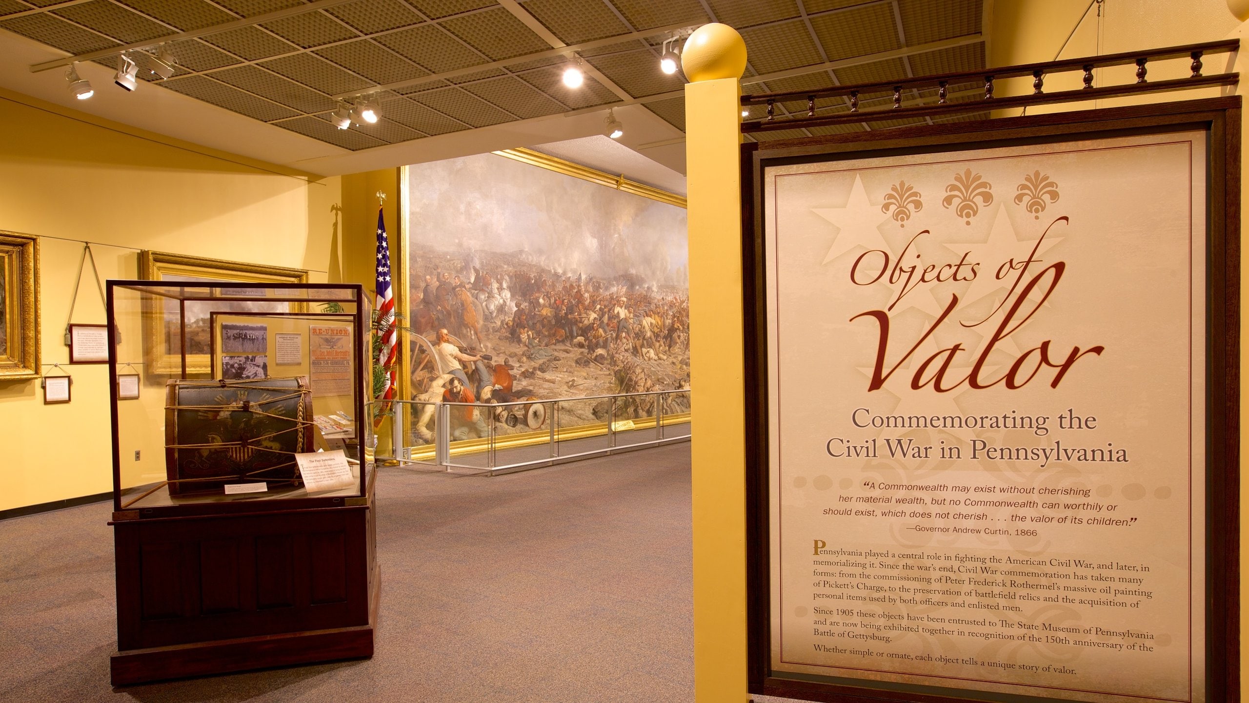 State Museum of Pennsylvania which includes heritage elements, signage and interior views