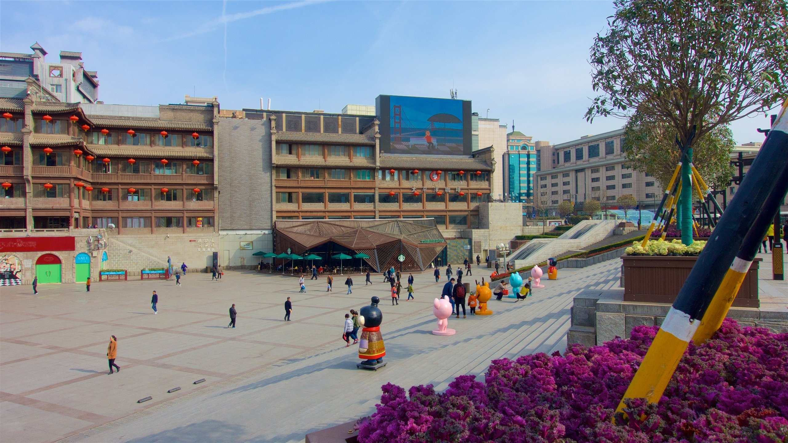 Xi\'an featuring flowers, a square or plaza and a city