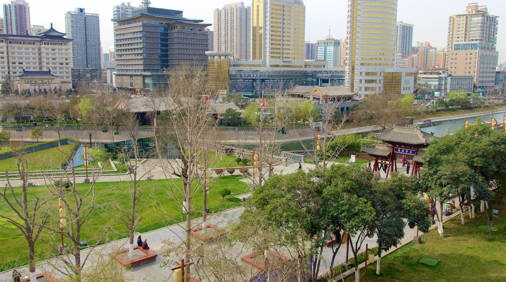 Xi\'an showing a high rise building, a garden and landscape views