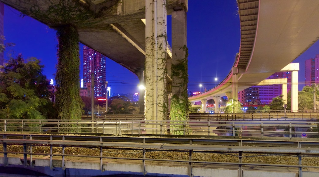 Tianhe showing night scenes, a city and a bridge