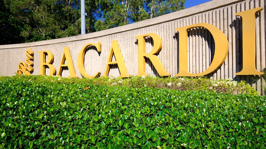 Casa Bacardi which includes a park and signage