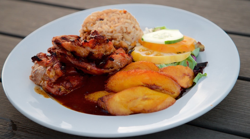 Dickenson Bay Beach featuring food