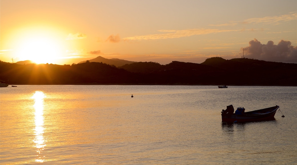 Mamora Bay showing general coastal views and a sunset