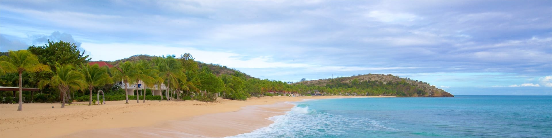 Galley Bay which includes a beach, general coastal views and rugged coastline
