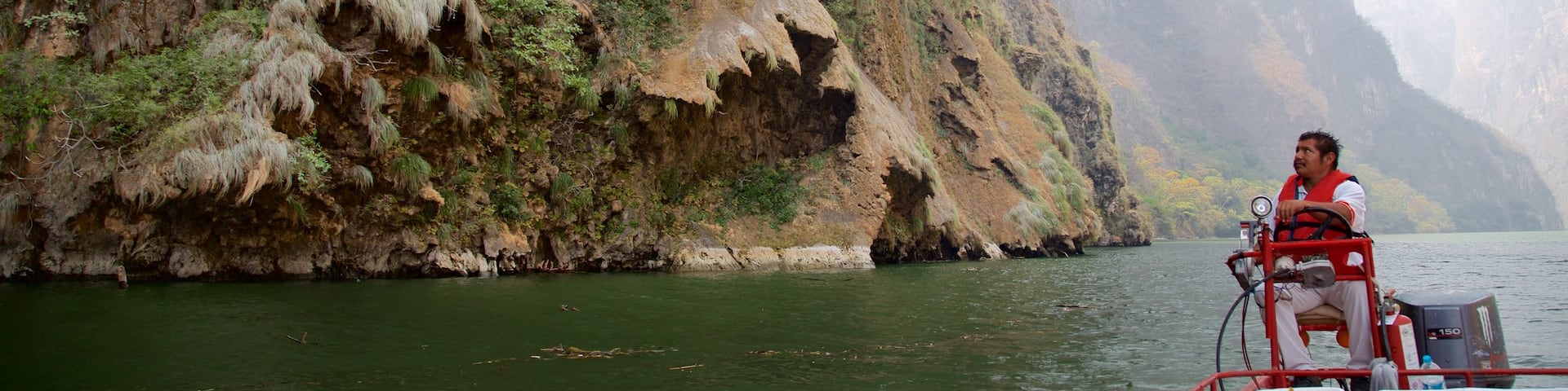 Canon del Sumidero National Park which includes a river or creek, boating and a gorge or canyon
