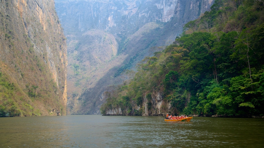 Canon del Sumidero National Park featuring a gorge or canyon, boating and a river or creek