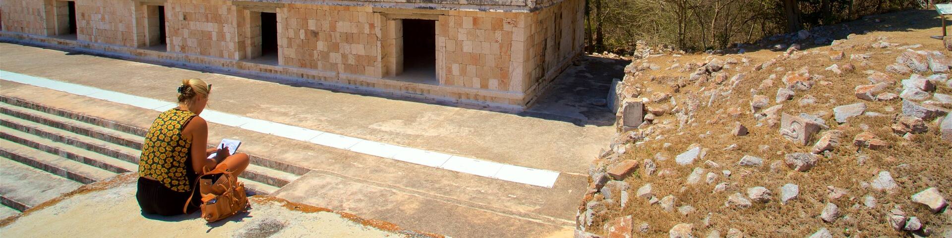 Uxmal Archaeological Site which includes heritage architecture as well as an individual female