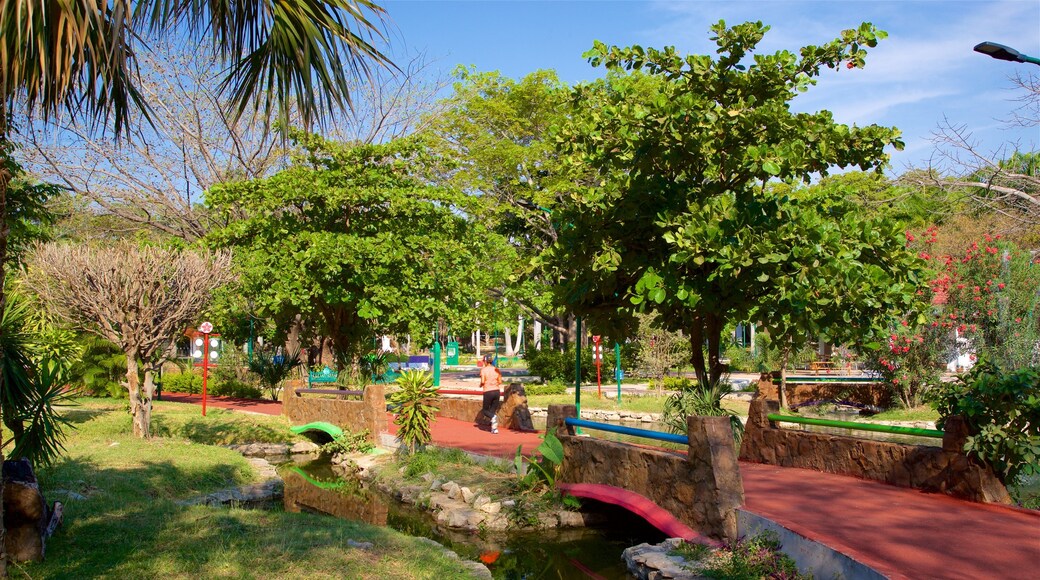 Joyyo Mayu Park showing a garden and a bridge