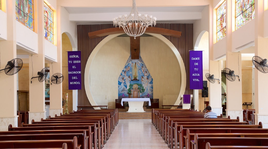 Church of Our Lady of Fatima showing interior views and a church or cathedral