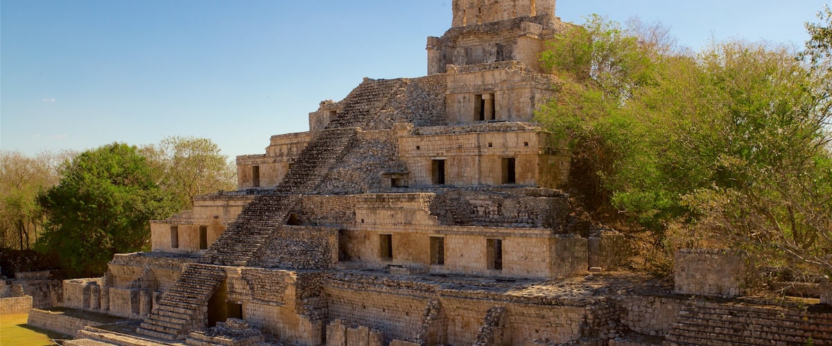 Ruinas de Edzna mostrando patrimonio de arquitectura