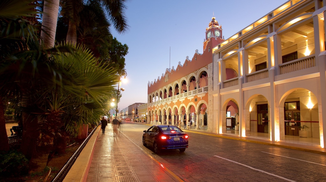 Palacio Municipal que incluye elementos del patrimonio y escenas nocturnas