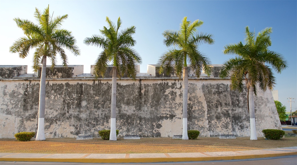 Campeche ofreciendo una puesta de sol y elementos del patrimonio