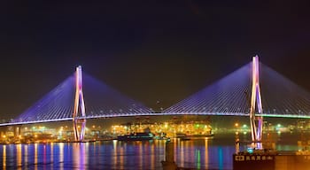 Quartiere di Jung caratteristiche di ponte, fiume o ruscello e paesaggio notturno