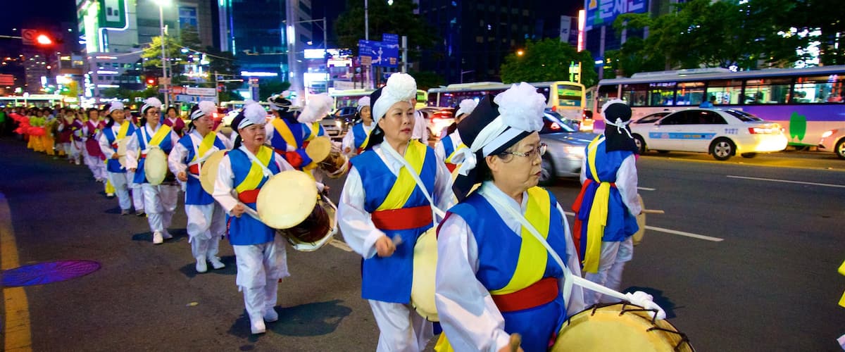 Busanjin which includes night scenes and street performance as well as a small group of people