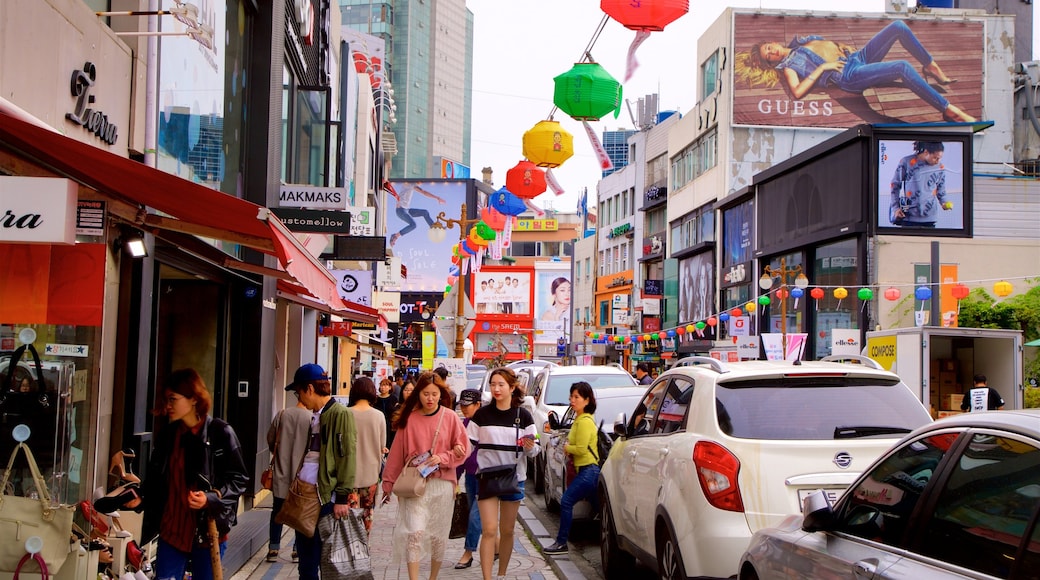 Gwangbokro Culture and Fashion Street showing central business district, a city and signage
