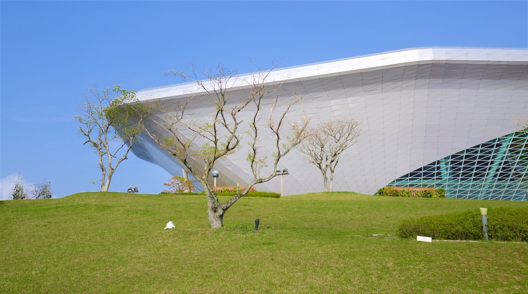 National Maritime Museum showing a garden and modern architecture