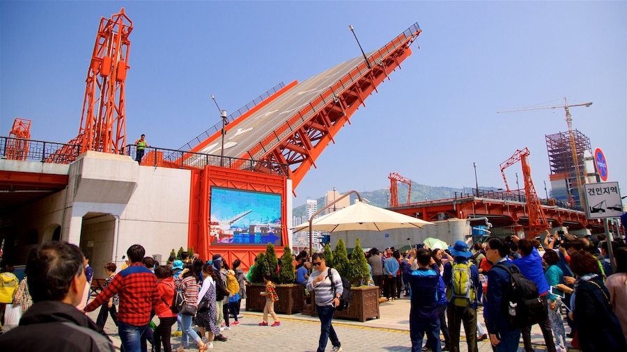 Yeongdodaegyo Bridge which includes a city and a bridge as well as a small group of people