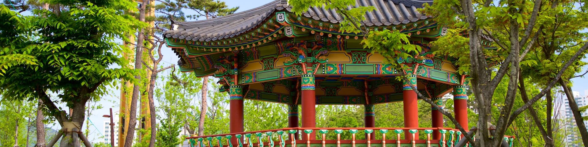 Busan Citizens Park featuring heritage elements, a garden and wildflowers