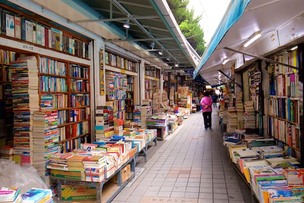 Busan welches beinhaltet Einkaufen und Märkte sowie einzelne Frau