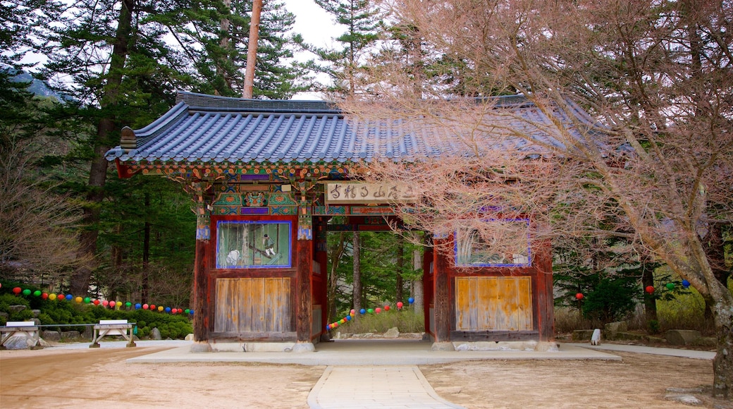 Woljeongsa Temple showing heritage elements and a garden