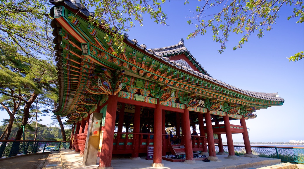 Gyeongpodae mostrando arquitetura de patrimĂŽnio e paisagens litorĂąneas