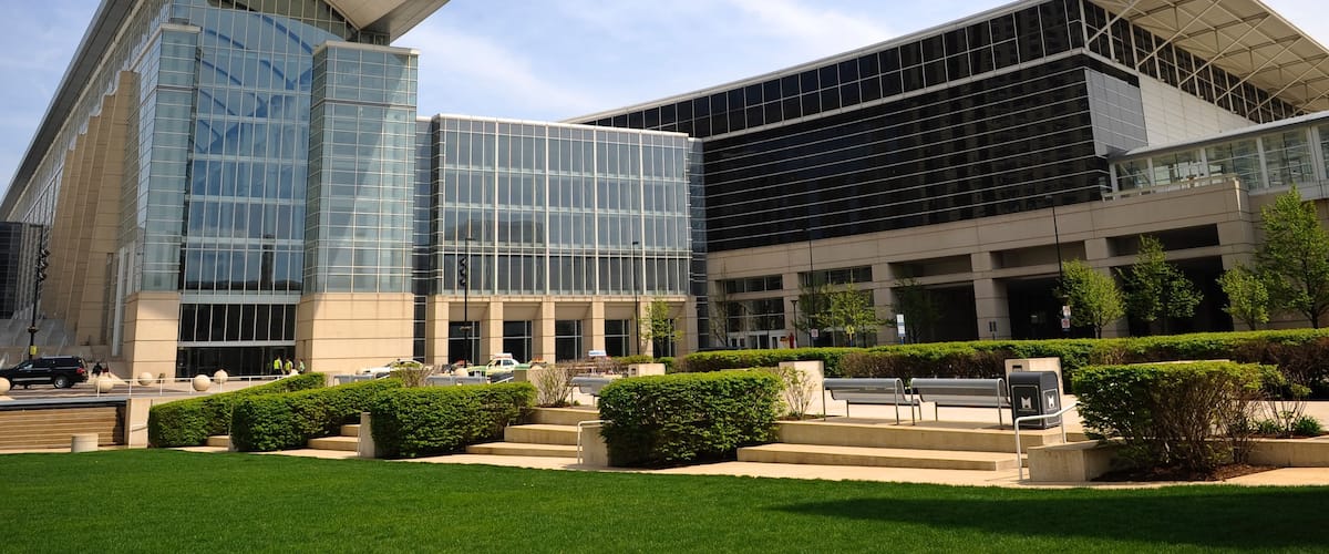 McCormick Place which includes a garden and modern architecture