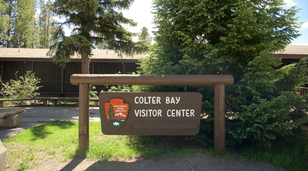 Colter Bay Marina featuring signage