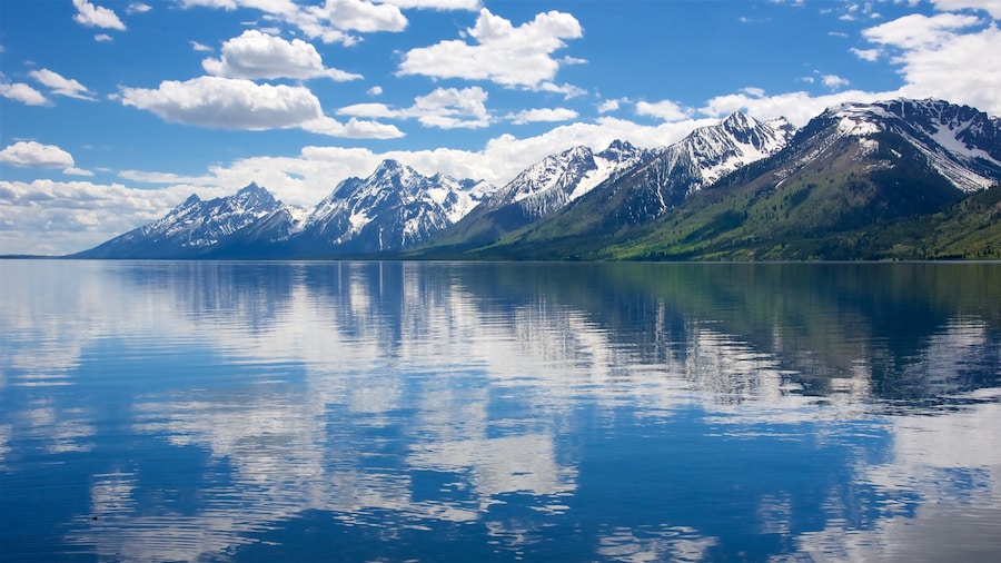 Jackson Lake som omfatter en sø eller et vandhul og bjerge