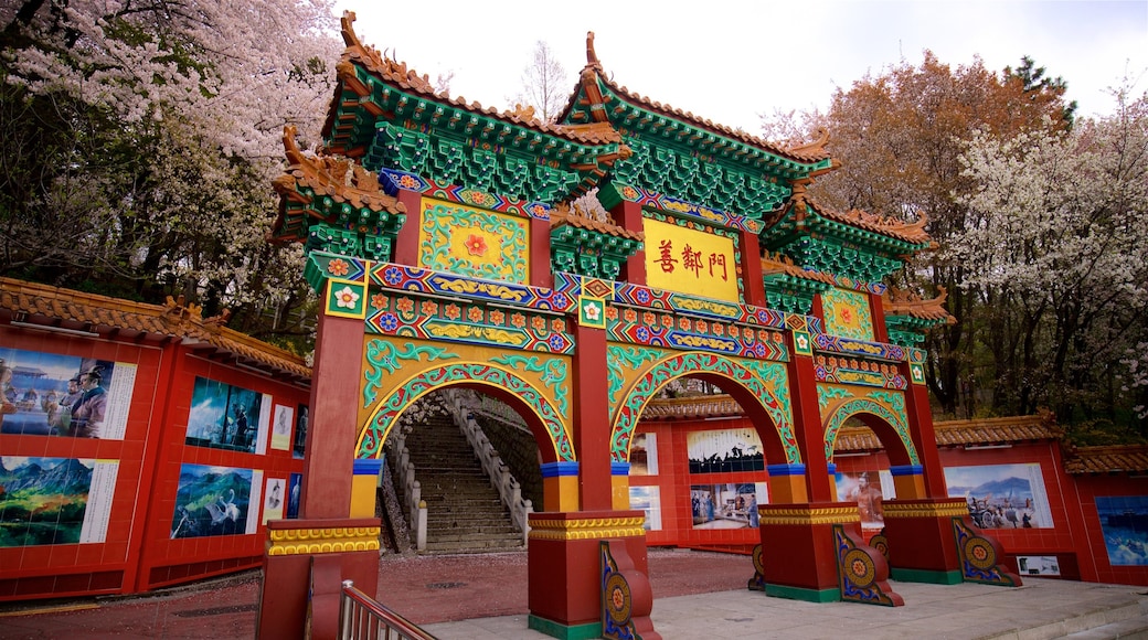 Chinatown som omfatter udendørs kunst, skiltning og kulturarvsgenstande