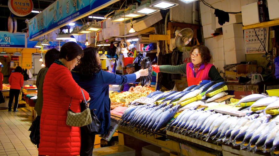 Incheon which includes food and markets as well as a small group of people