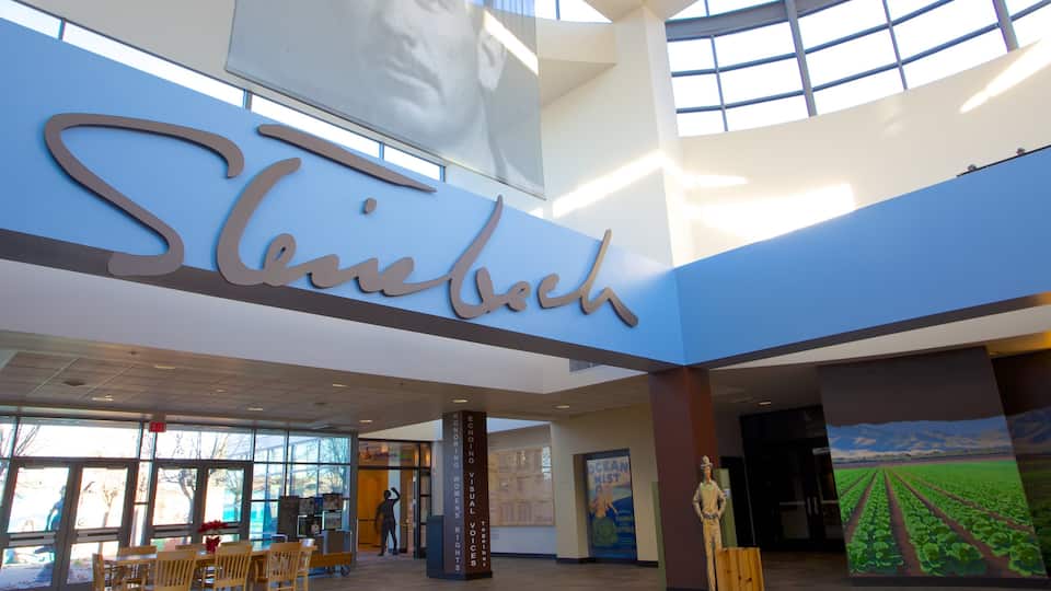 National Steinbeck Center featuring interior views, signage and modern architecture