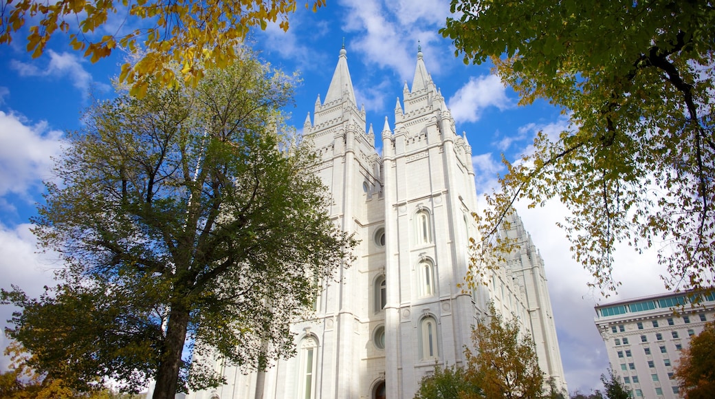 Salt Lake City mostrando arquitectura patrimonial, una ciudad y una iglesia o catedral