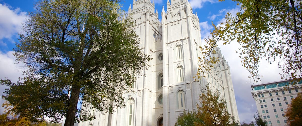 Salt Lake City showing heritage architecture, a city and a church or cathedral