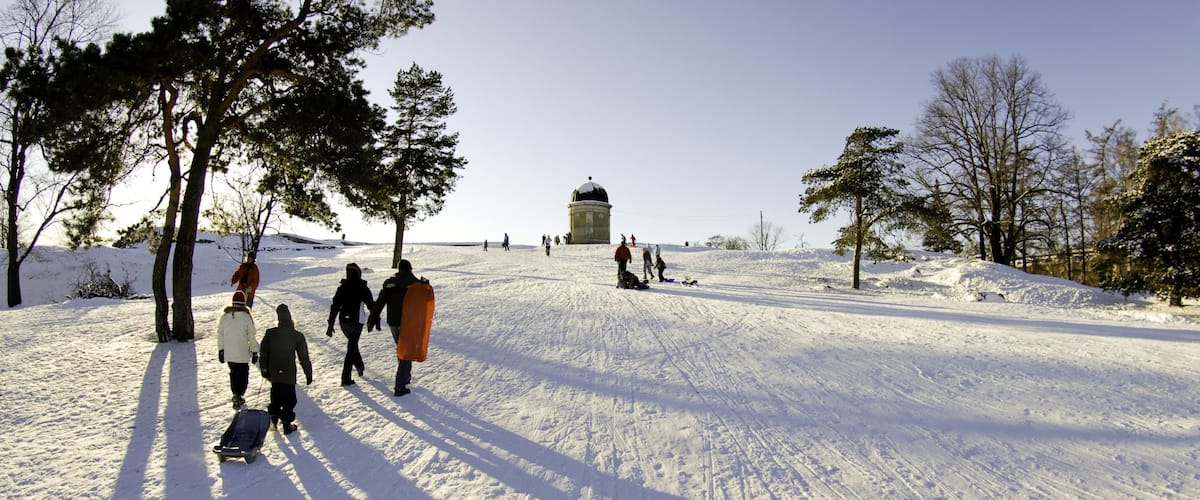 Helsingfors som inkluderar snö, landskap och vandring