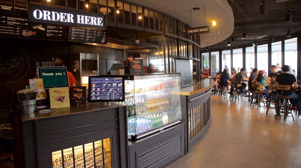 Namsan Park showing interior views and café scenes as well as a small group of people